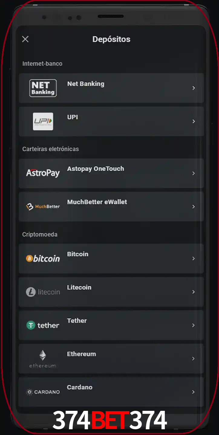 Você pode usar métodos alternativos de depósito.